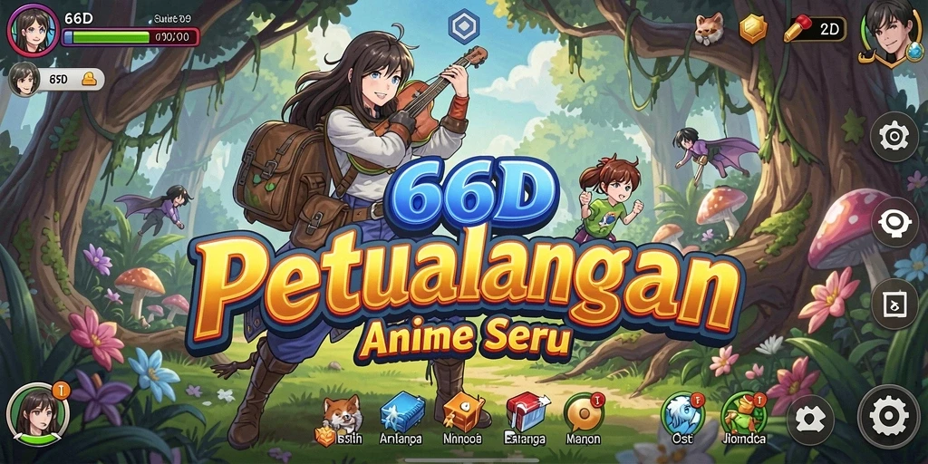 Tampilan gameplay 66D yang penuh aksi dan karakter Anime.