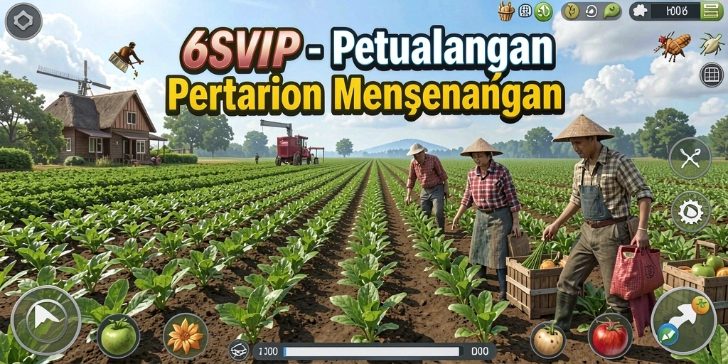 Tampilan gameplay 6SVIP dengan pertanian yang subur dan indah.