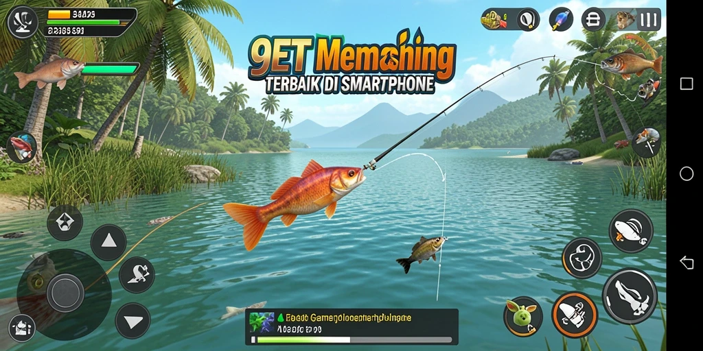 Gameplay <strong>9ET</strong> yang seru saat menangkap ikan di perairan yang indah.