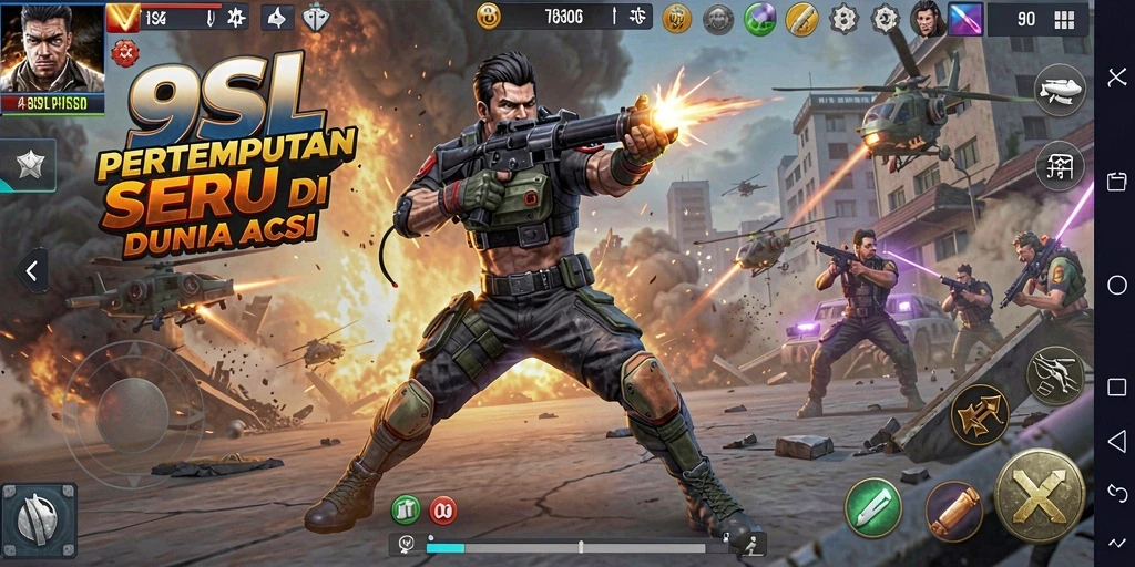 Screenshot gameplay 9SL yang menunjukkan aksi pertempuran seru.