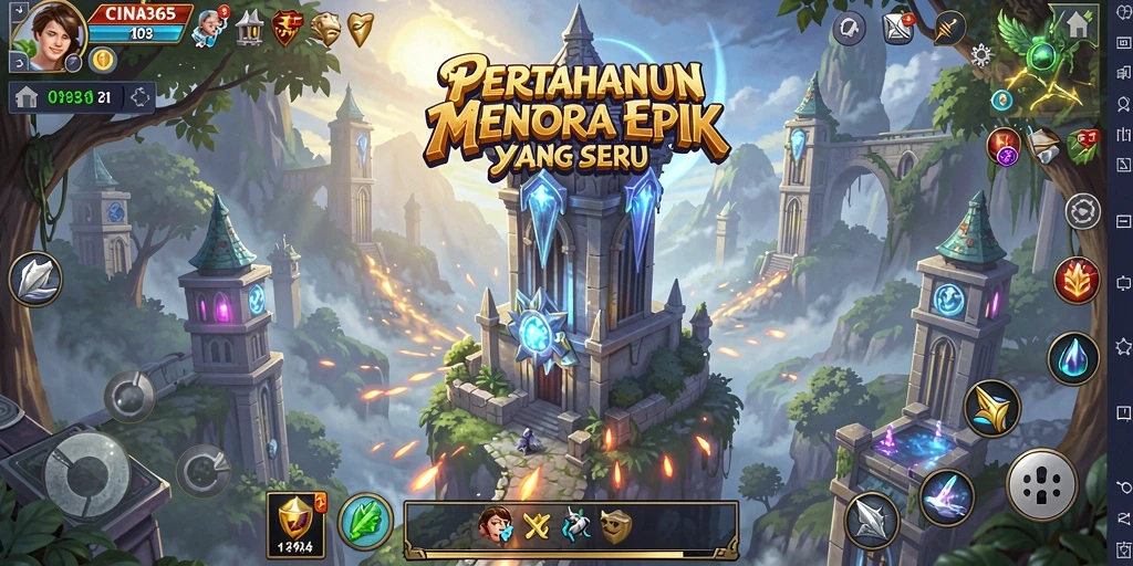 Tampilan mendebarkan gameplay Tower Defense di CINA365.