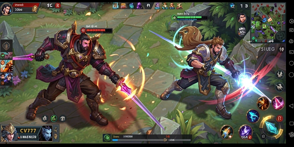 Tangkapan layar gameplay CV777 yang menampilkan pertempuran MOBA seru.
