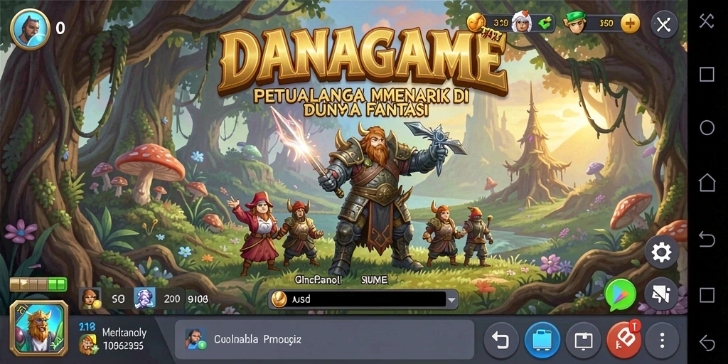 Tangkapan layar menampilkan aksi seru dalam petualangan di DANAGAME.