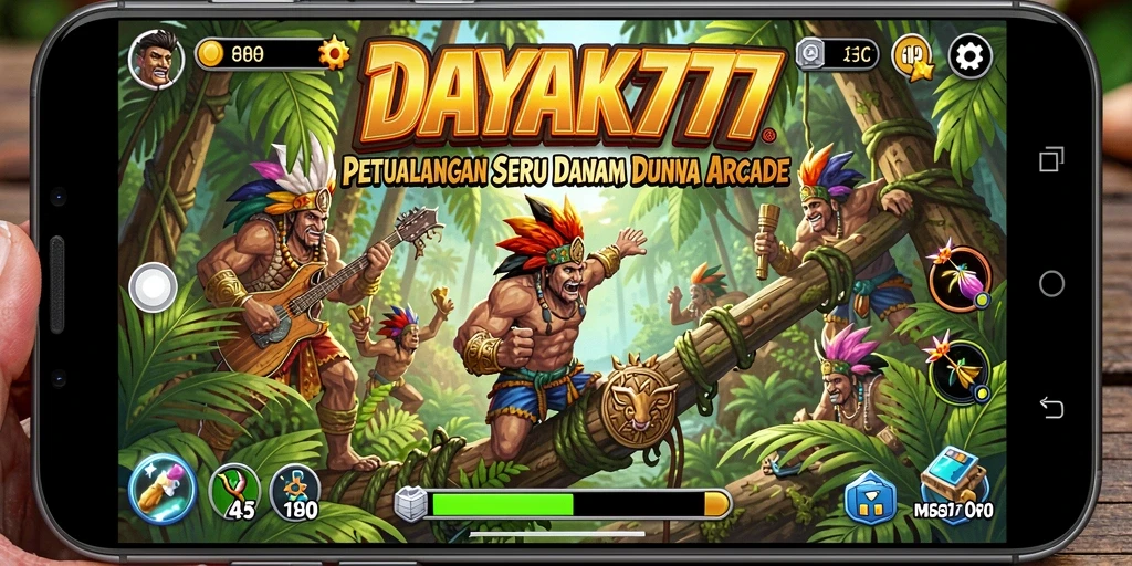 Tampilan gameplay seru dari DAYAK777 dengan berbagai tantangan Arcade.