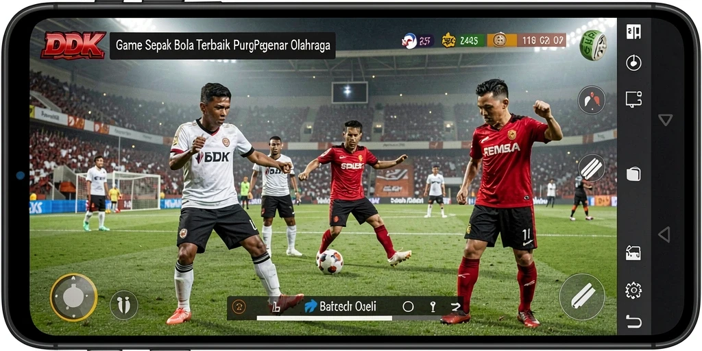 Tampilan gameplay seru di DKK dengan aksi sepak bola yang intens.