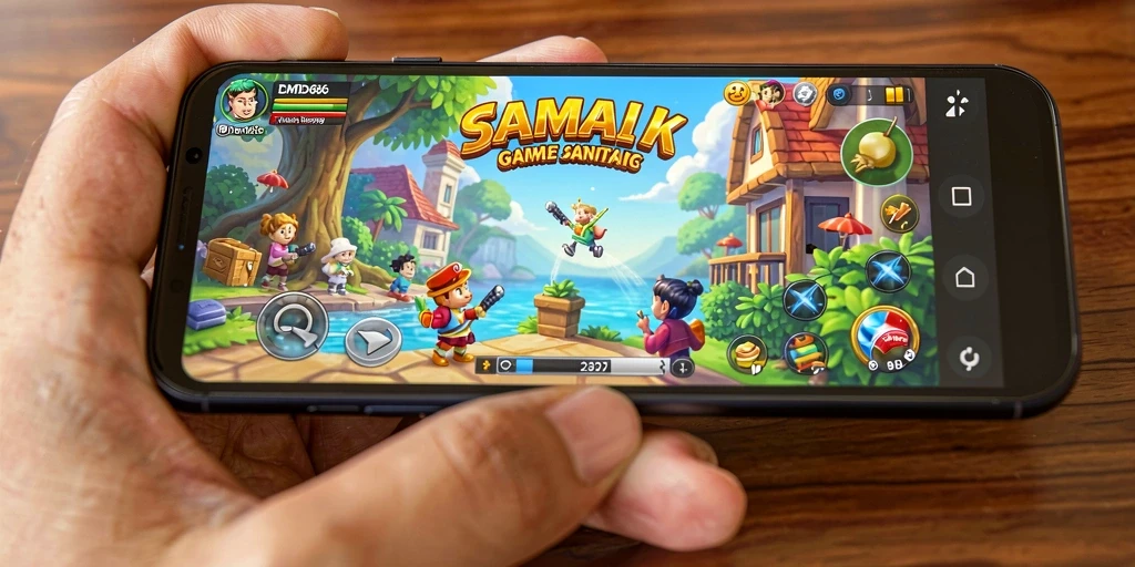 Screenshot gameplay DMD686 yang menyenangkan dan penuh warna.