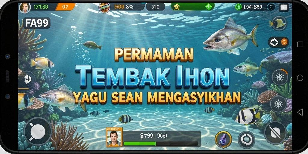 Tampilan gameplay menarik dari FA99 dengan aksi menangkap ikan.