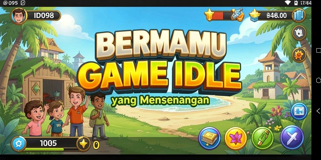 Screenshot utama ID098 menampilkan karakter yang aktif dalam permainan Idle.