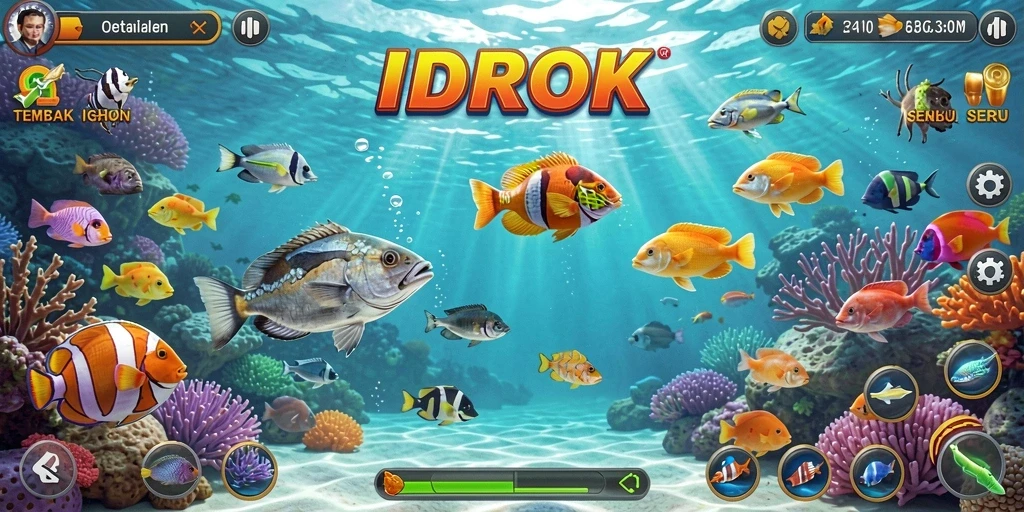 Tampilan gameplay seru menangkap ikan di IDROK.