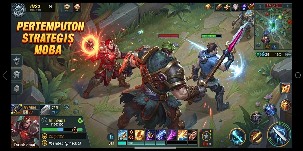 Gameplay mendebarkan IN22 dengan aksi MOBA yang intens.
