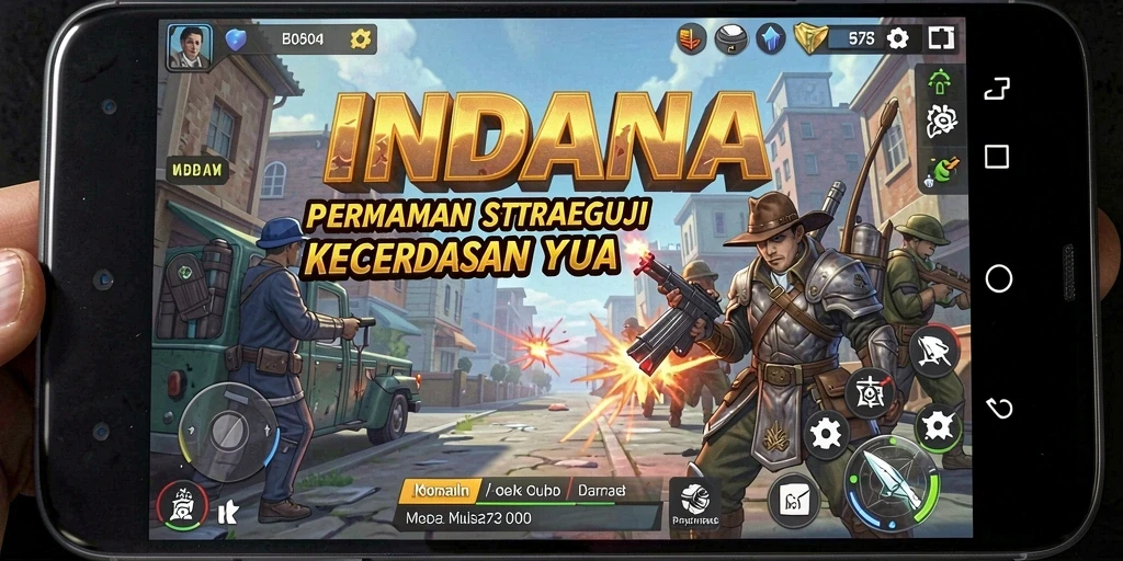 Tangkapan layar gameplay INDAAA yang menampilkan strategi cerdas dalam pertempuran.