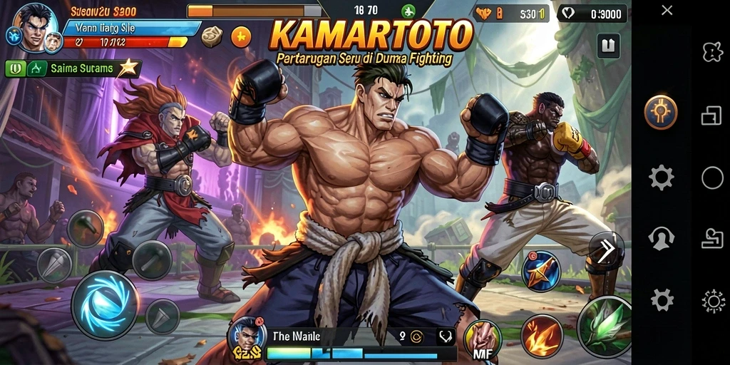 Screenshot gameplay <strong>KAMARTOTO</strong> menampilkan aksi pertarungan yang mendebarkan.