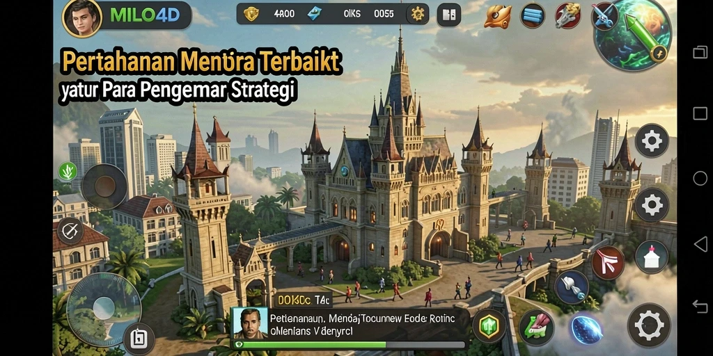 Tampilan gameplay spektakuler dari MILO4D dengan menara yang mengesankan.