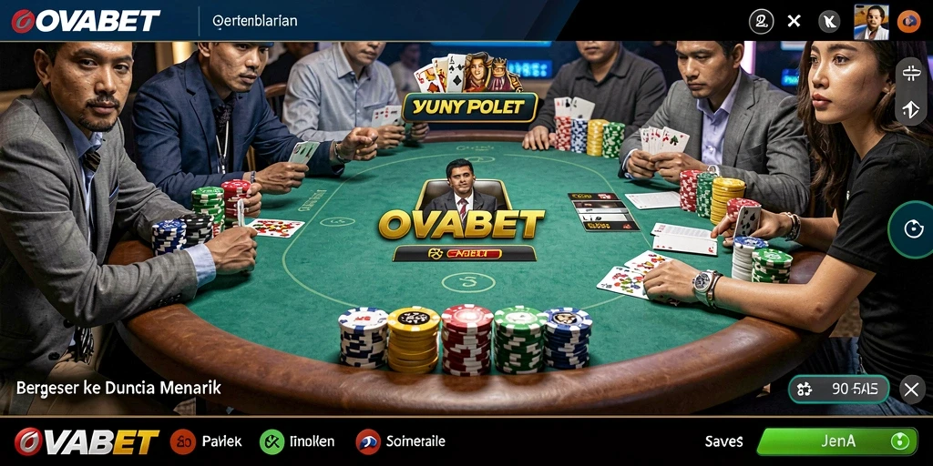 Screenshot utama OVABET menampilkan gameplay poker yang seru dan interaktif.