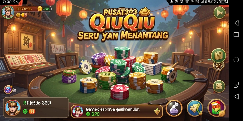 Tampilan gameplay seru dalam aplikasi PUSAT303 QiuQiu.