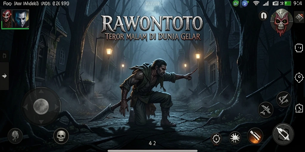Tangkapan layar gameplay RAWONTOTO menunjukkan suasana horror yang mencekam.