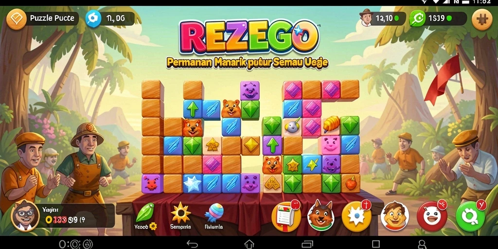 Tampilan gameplay menantang dari REZEGO yang penuh warna.
