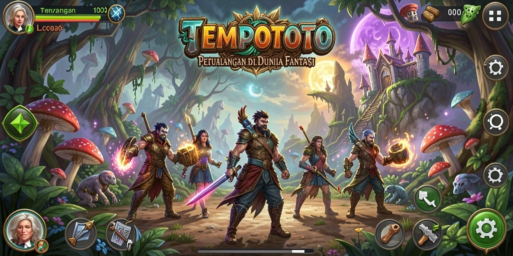 Tampilan gameplay TEMPOTOTO yang penuh aksi dan petualangan.