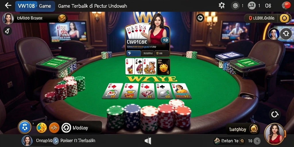 Tampilan menegangkan dari gameplay Poker di VW108.