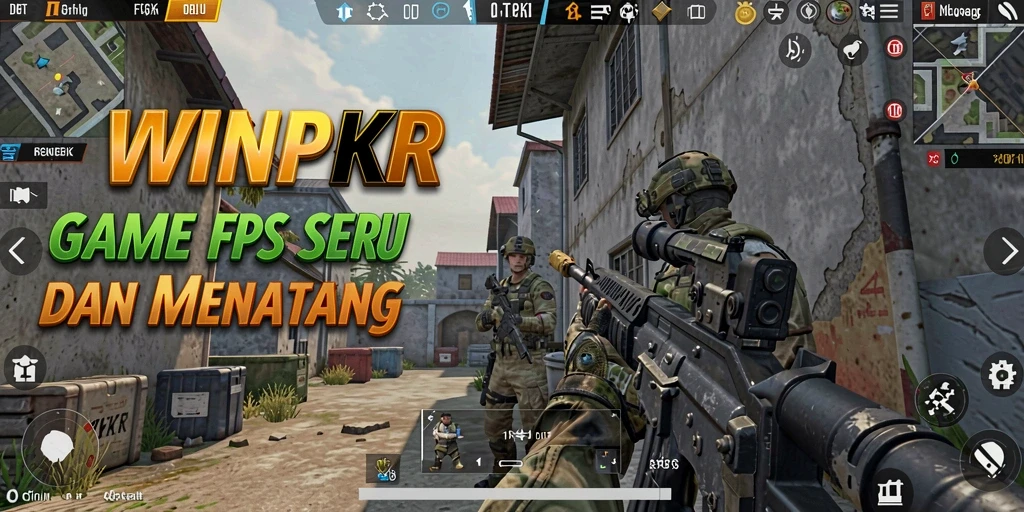 Screenshot utama WINPKR menunjukkan aksi mendebarkan dalam gameplay FPS.