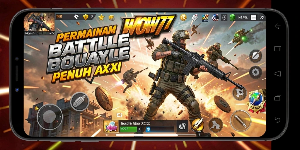 Screenshot WOW77 menampilkan aksi seru pertarungan Battle Royale.